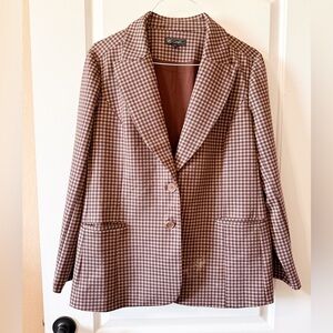 Brown Checkered Blazer, NWOT, L